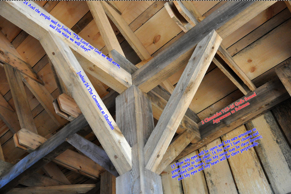 New home with Bible verses on beams
